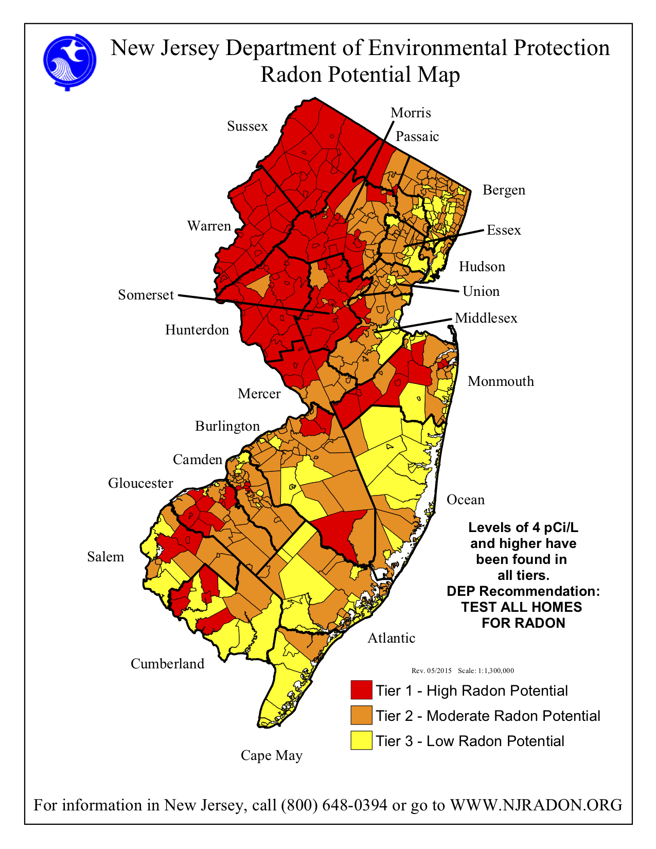 NJDEP Radon Potential Map